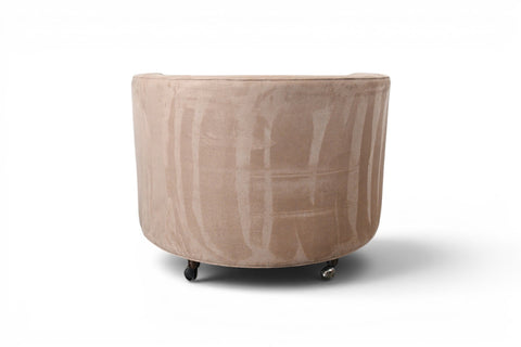 Vintage mid-century tub chair in the manner of Milo Baughman, walnut and suede – view 10