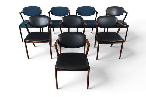 SET OF EIGHT KAI KRISTIANSEN MODEL 42 DINING CHAIRS IN ROSEWOOD