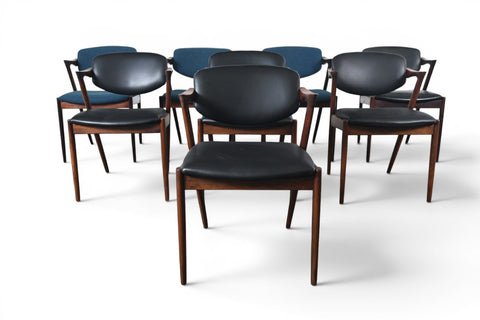 SET OF EIGHT KAI KRISTIANSEN MODEL 42 DINING CHAIRS IN ROSEWOOD