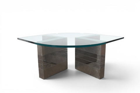 Vintage 1970s chrome and glass coffee table – view 3