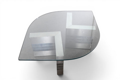 Vintage 1970s chrome and glass coffee table – view 1