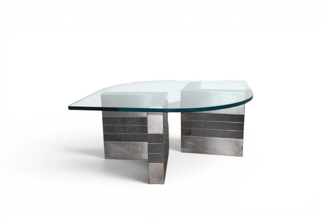 Vintage 1970s chrome and glass coffee table – view 4