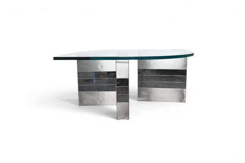 Vintage 1970s chrome and glass coffee table – view 5