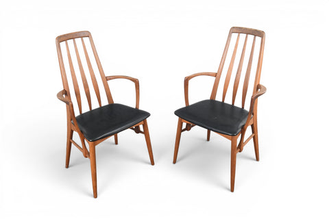 Pair of vintage Niels Koefoed Eva highback teak dining armchairs, 1960s – view 2