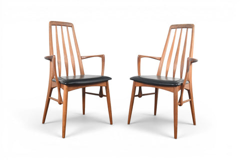 Pair of vintage Niels Koefoed Eva highback teak dining armchairs, 1960s – view 1