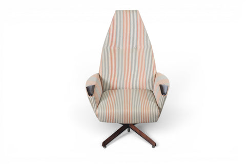 Vintage Adrian Pearsall highback swivel lounge chair, walnut and fabric – view 2