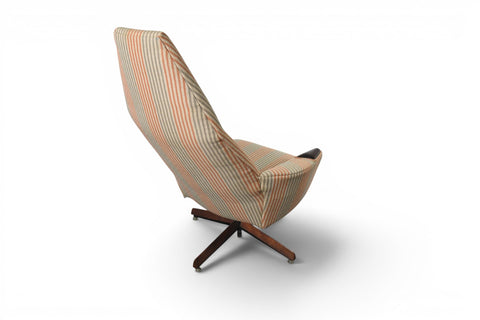 Vintage Adrian Pearsall highback swivel lounge chair, walnut and fabric – view 7