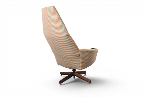 Vintage Adrian Pearsall highback swivel lounge chair, walnut and fabric – view 8