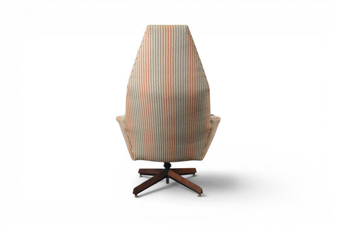 Vintage Adrian Pearsall highback swivel lounge chair, walnut and fabric – view 9