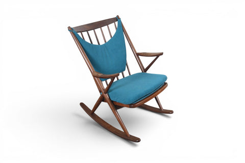 Vintage Frank Reenskaug afromosia rocking chair for Bramin, 1950s, view 1