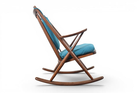 Vintage Frank Reenskaug afromosia rocking chair for Bramin, 1950s, view 5