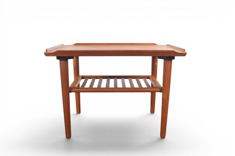 Vintage Holger Georg Jensen teak side table with lower rack, 1960s, view 1