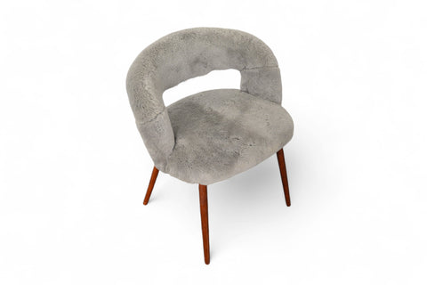 FRODE HOLM VANITY STOOL IN GREY SHEARLING