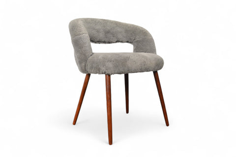 FRODE HOLM VANITY STOOL IN GREY SHEARLING