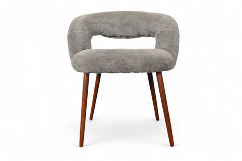 FRODE HOLM VANITY STOOL IN GREY SHEARLING