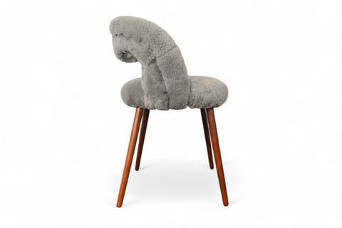FRODE HOLM VANITY STOOL IN GREY SHEARLING