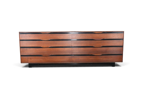 JOHN KAPEL LOW EIGHT DRAWER DRESSER IN WALNUT
