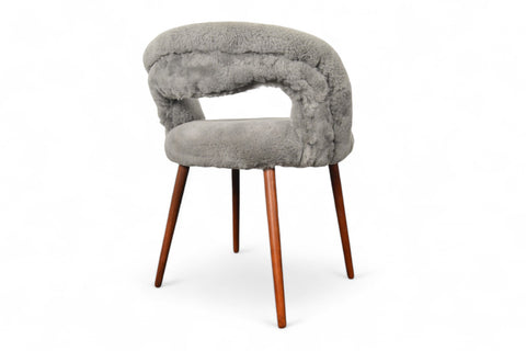 FRODE HOLM VANITY STOOL IN GREY SHEARLING