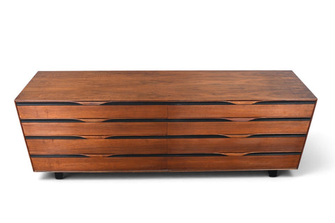 JOHN KAPEL LOW EIGHT DRAWER DRESSER IN WALNUT