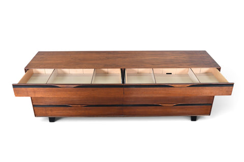 JOHN KAPEL LOW EIGHT DRAWER DRESSER IN WALNUT