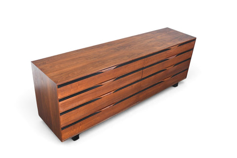 JOHN KAPEL LOW EIGHT DRAWER DRESSER IN WALNUT