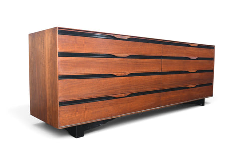 JOHN KAPEL LOW EIGHT DRAWER DRESSER IN WALNUT