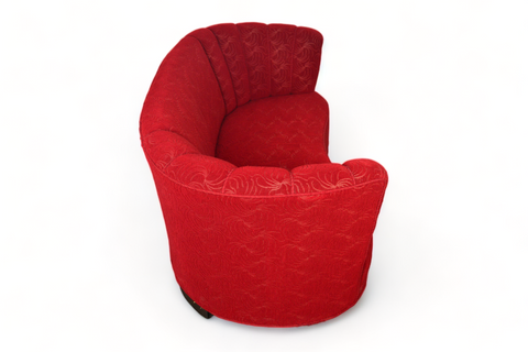 1940s BANANA SOFA IN RASPBERRY BROCADE FABRIC