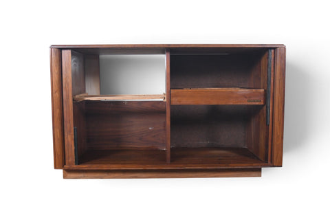1960s BARZILAY TAMBOUR STEREO CABINET IN WALNUT
