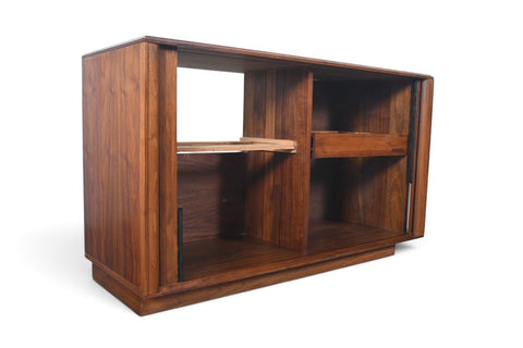1960s BARZILAY TAMBOUR STEREO CABINET IN WALNUT