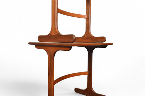 SET OF DUCK FOOT MODERN NESTING TABLES IN TEAK