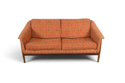 FOLKE OHLSSON WALNUT FRAMED MID CENTURY LOVESEAT