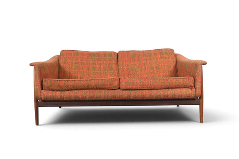 FOLKE OHLSSON WALNUT FRAMED MID CENTURY LOVESEAT