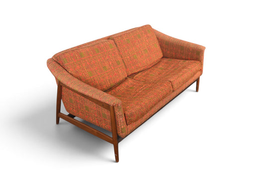 FOLKE OHLSSON WALNUT FRAMED MID CENTURY LOVESEAT