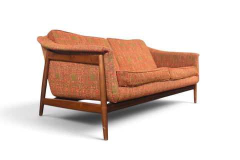 FOLKE OHLSSON WALNUT FRAMED MID CENTURY LOVESEAT