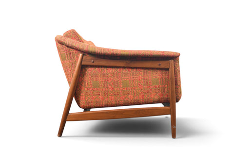 FOLKE OHLSSON WALNUT FRAMED MID CENTURY LOVESEAT