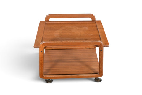 Vintage Danish modern flip top bar cart in teak and cream laminate, 1960s, view 2