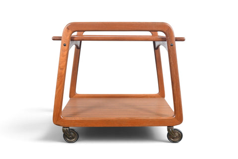 Vintage Danish modern flip top bar cart in teak and cream laminate, 1960s, view 3