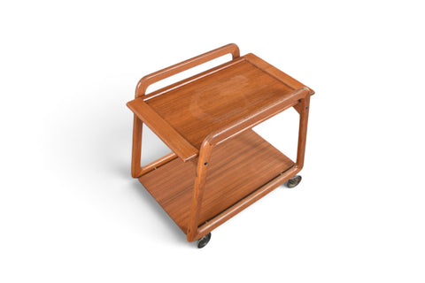Vintage Danish modern flip top bar cart in teak and cream laminate, 1960s, view 4