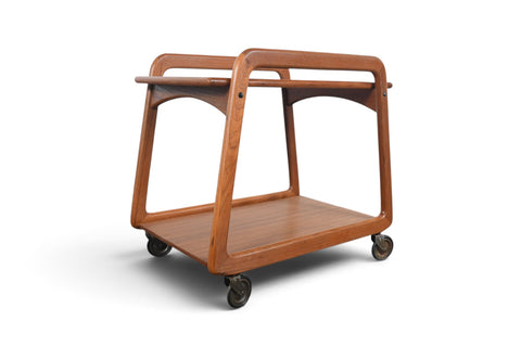 Vintage Danish modern flip top bar cart in teak and cream laminate, 1960s, view 5