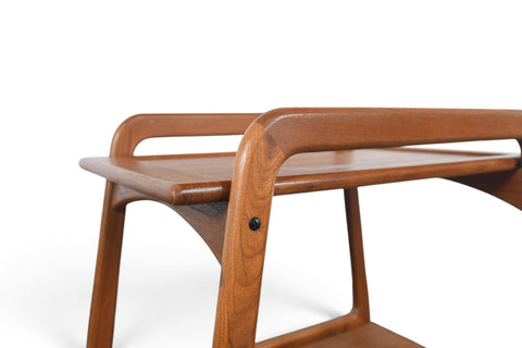 Vintage Danish modern flip top bar cart in teak and cream laminate, 1960s, view 6
