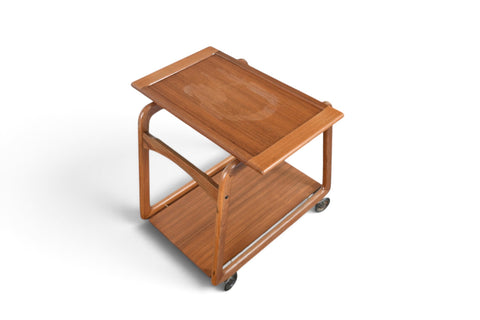 Vintage Danish modern flip top bar cart in teak and cream laminate, 1960s, view 7