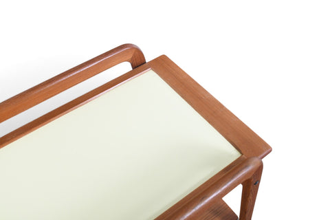 Vintage Danish modern flip top bar cart in teak and cream laminate, 1960s, view 10
