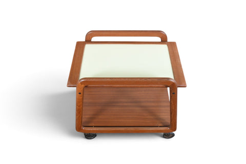 Vintage Danish modern flip top bar cart in teak and cream laminate, 1960s, view 11