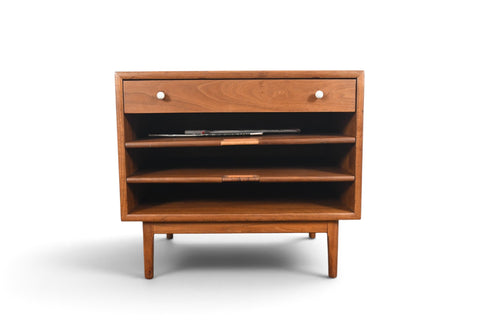 Vintage Kipp Stewart for Drexel Declaration walnut magazine side table, 1960s, view 1