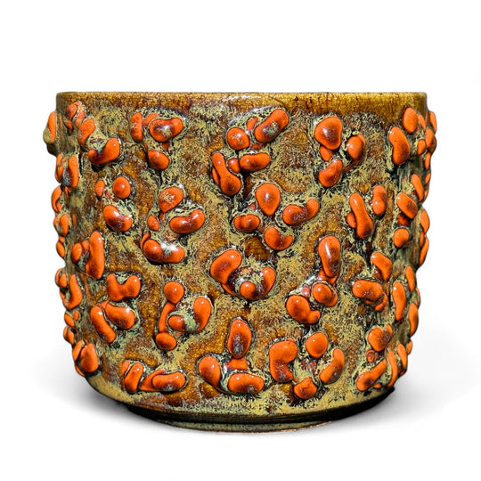 GOOPY AMOEBA SHINY GLAZED BROWN AND SALMON PLANTER