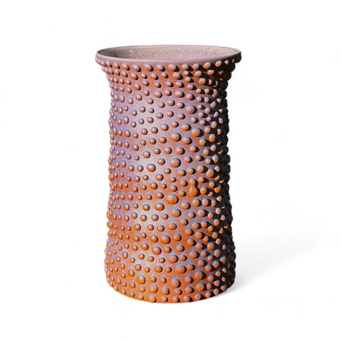 FLUTED PURPLE AND RUST ORGANIC DOT OMBRE VASE