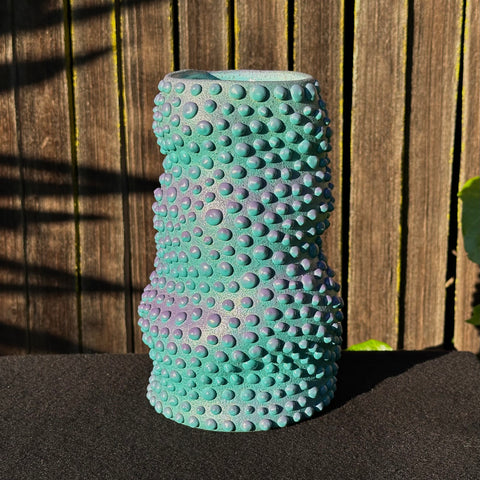 TEAL AND PURPLE WAVY ORGANIC DOT OMBRE VASE