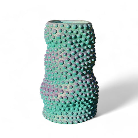 TEAL AND PURPLE WAVY ORGANIC DOT OMBRE VASE