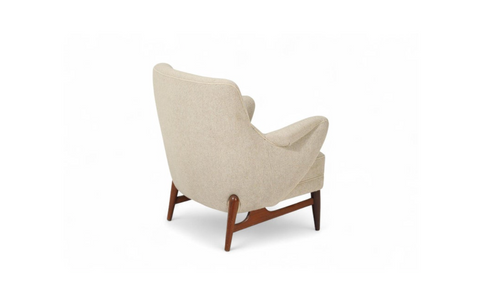 1950s DANISH MODERN CLUB / LOUNGE CHAIR IN CREAM WOOL