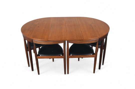 HANS OLSEN "ROUNDETTE" DINING TABLE + SIX CHAIRS IN TEAK #1